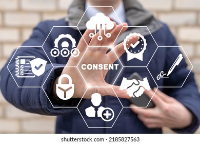 Concept of GDPR user consent informed. Consent of electronic data privacy and secrecy regulations. Information security. - Shutterstock ID 2185827563