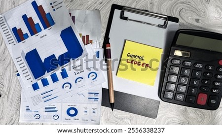 Concept of General Ledger write on sticky notes isolated on Wooden Table.