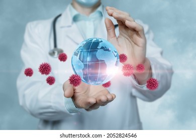 The concept of global medical protection against the spread of the virus in the world. - Shutterstock ID 2052824546
