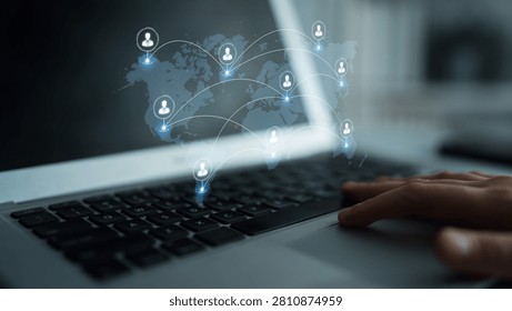 Concept of a global workforce and remote team collaboration. This international network represents professional human resources and social community connections across the world. Parse