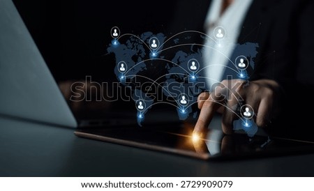 Concept of a global workforce and remote team collaboration. This international network represents professional human resources and social community connections across the world. Parse
