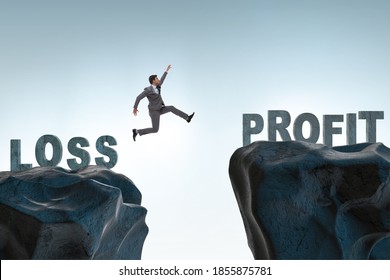 Concept Of Going From Loss To Profit With Businessman