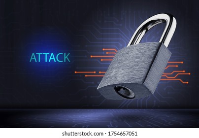 concept of a hacker attack on information and computer systems.