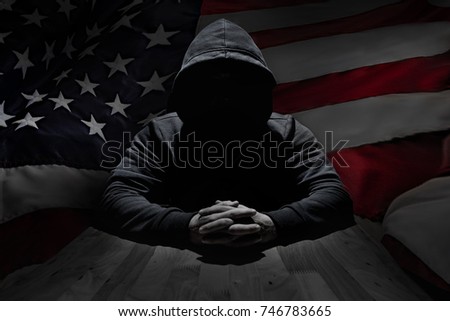 Similar – Image, Stock Photo Young woman with american flag