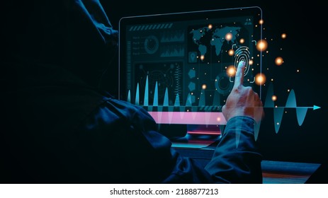 Concept hackers enter the database of large companies, the concept of attacking the database of hackers penetrate into the system through fingerprint scanning.