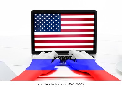 Concept Of Hacking Russia In The United States.