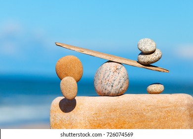 Concept Of Harmony And Balance. The Disturbed Equilibrium. Imbalance