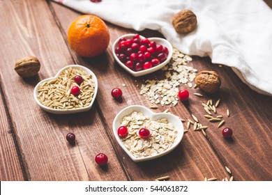 Concept Healthy For Heart Food On Wooden Background