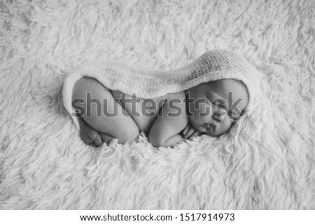 Similar – Newborn baby awake on a blanket