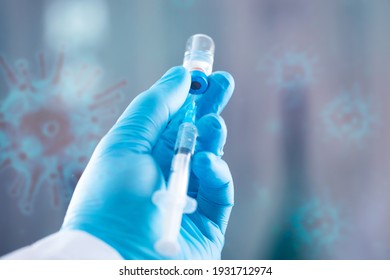 Concept Of Herd Immunity, Virus Spreading In Society. Banner Of Doctor With Syringe Is Preparing For Vaccine.