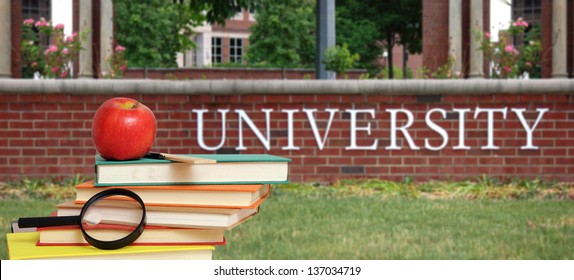 Concept Of Higher Education With Book And Campus