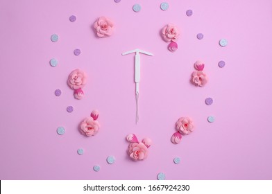 Concept Hormonal Contraception - Pills And IUD. Paper Flower