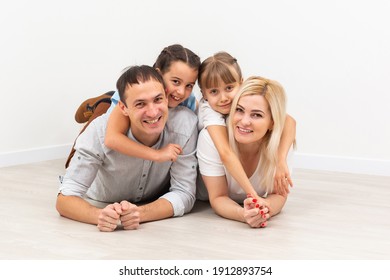 concept housing a young family. mother father and children in a new home