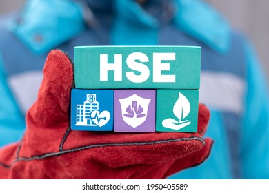 Concept of HSE Health Safety Environment Education Industry.
