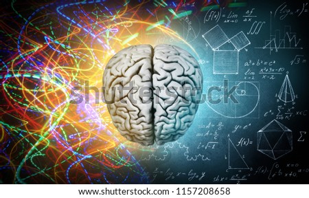 The concept of the human brain. The right creative hemisphere versus the left logical hemisphere. Education, science and medical abstract background.