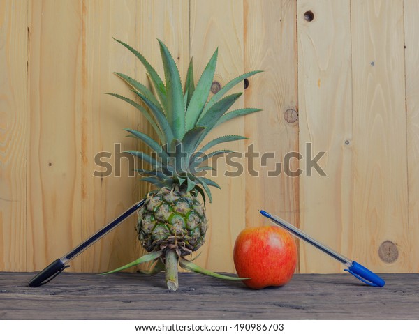Concept Idea Image Pen Pineapple Apple Stock Photo Edit Now 490986703 - pen pineapple apple pen roblox id