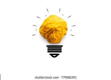 Concept Idea Paper Light Bulb On White Background