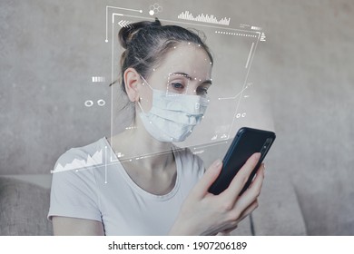 The Concept Of Identifying The Health Of A Person On Self-isolation Through Biometric Technologies Scanning Eyes Using A Phone. Covid-19 Quarantine