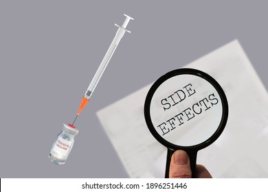 Concept Illustration The Covid Coronavirus Vaccine Possible Side Effects, Vaccine Allergies.