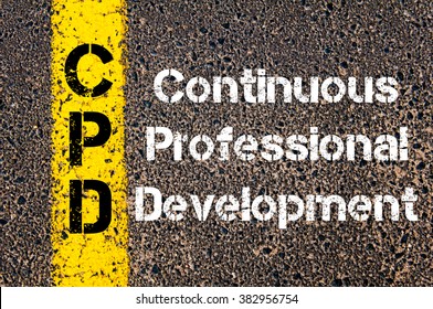 Concept Image Of Business Acronym CPD Continuous Professional Development Written Over Road Marking Yellow Paint Line