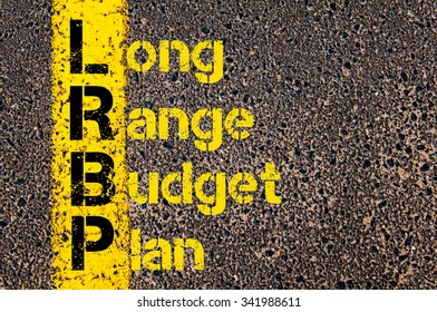 Concept Image Of Business Acronym LRBP As Long Range Budget Plan Written Over Road Marking Yellow Paint Line.