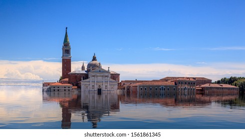 Concept Image Of A Flooded Basilica San Giorgio Maggiore In Venice As Sea Level Rise Makes The City Uninhabitable