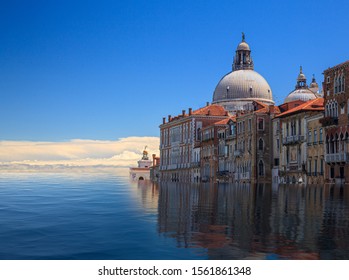 Concept Image Of A Flooded Santa Maria Salute Church In Venice As Sea Level Rise Makes The City Uninhabitable