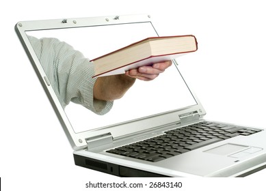 Concept Image Of An Online Book Store, Isolated Against A White Background