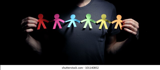 Concept Image Of People Chain Cutout Paper