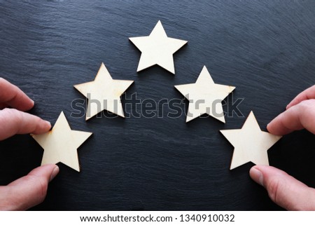 concept image of setting a five star goal. increase rating or ranking, evaluation and classification idea