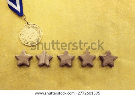 concept image of setting a five star goal. increase rating or ranking, evaluation and classification idea