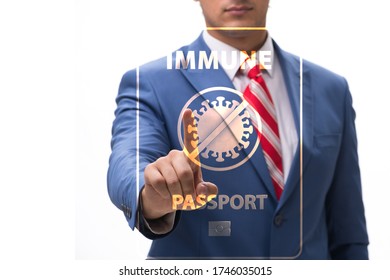 Concept Of Immunity Passport - Pressing Virtual Button