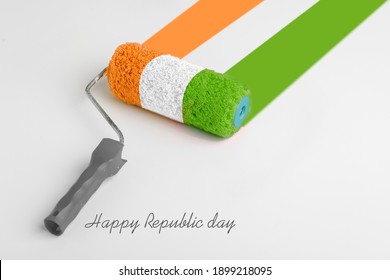 Concept for Indian Independence day and republic day ,Paint roller brush isolated on white background 