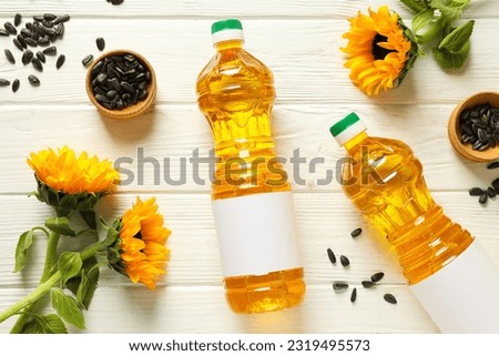 Concept of ingredients for cooking - Sunflower oil