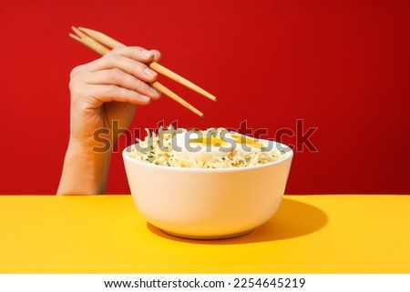 Concept of instant food, tasty instant noodles