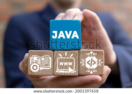 Concept of java programming language. Web development software technology.