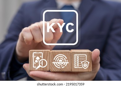 Concept Of KYC Know Your Customer. Client Indentification To Mobile Access Personal Financial Data. E-KYC Electronic Know Your Client. Security Digital Web Information Procedure.