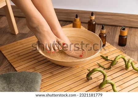 Concept of legs spa and care with beautiful young woman legs