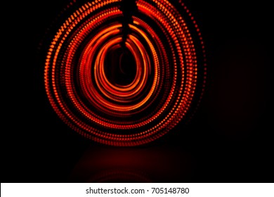 concept light path.Line lights in several colors with beautiful shapes.