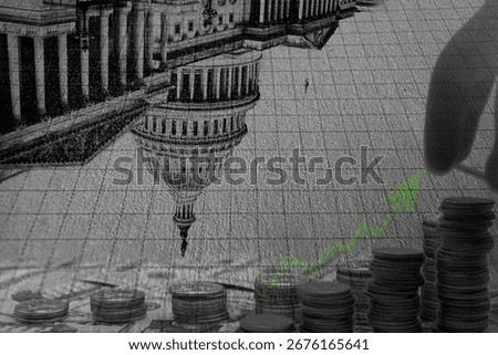 Concept looking at the direct relationship between Congress, the economy, stock trading, and personal wealth, and insider trading