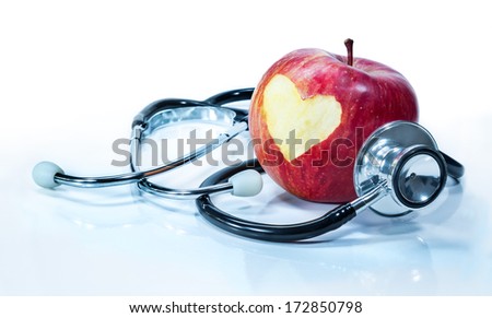 concept of love for health - apple with stethoscope 