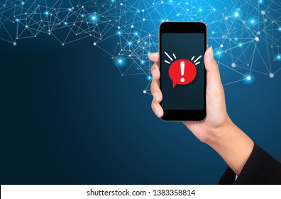 Concept Of Malware Notification Or Error In Mobile Phone.