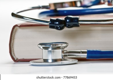 Concept Of Medical Education With Book And Stethoscope