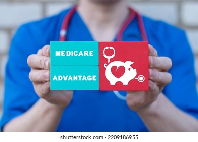 Concept Of Medicare Advantage Plan. Health Care Insurance. Medicare Benefits. Medicaid Service.