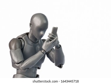 Concept of men figure with smartphone. Men watching phone. Everday life with smartphone - Shutterstock ID 1643445718