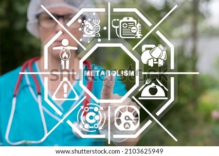 Concept of metabolism. Medical advice metabolic human diseases. Diet Nutrition Immunity Human Health.