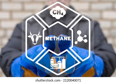 Concept Of Methane Production. CH4 Emission From Livestock And Industry. Methane Emissions.