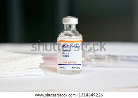 Concept of a MMR vaccine for Measles, Mumps, and Rubella as outbreaks occur resulting from anti-vaccination people