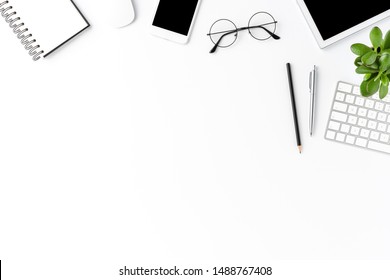 Concept of modern office desktop with accessories. Business background with copyspace - Powered by Shutterstock