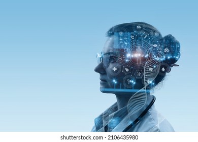 Concept of modern technologies in medicine and medical worker.
